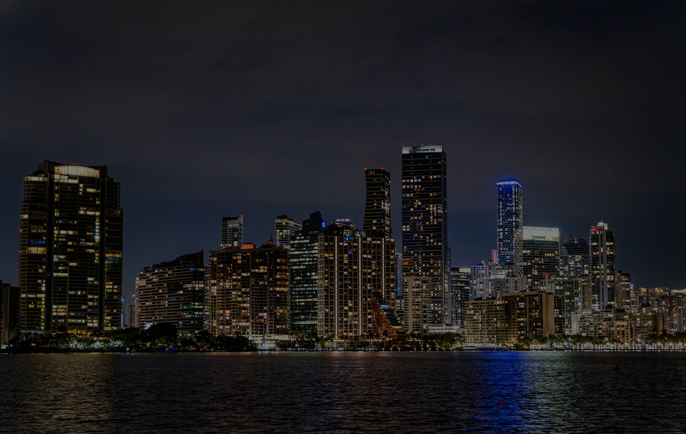 Illuminated Skyline of Miami at Night